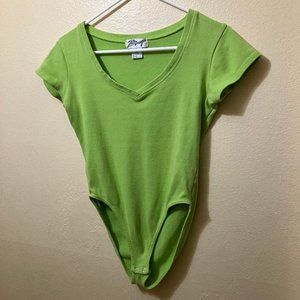 Vintage J.X.P. Designs Women's Light Green Short Sleeve Bodysuit Size Medium